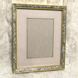 Vintage Green and Gold Floral Picture Frame, Tabletop or Wall Hanging